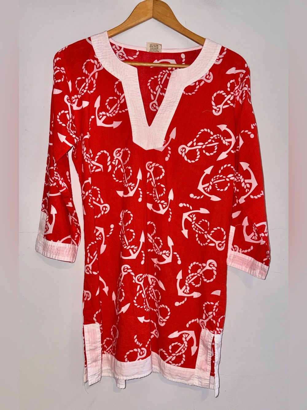 Advance Apparel Red & White Dress Tunic sz M